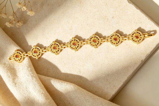 Golden Compass Floral Bracelet