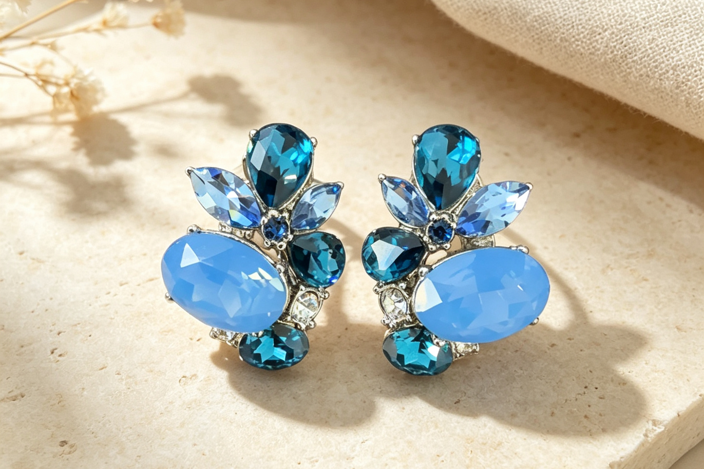 Sky Blue Cluster Earrings