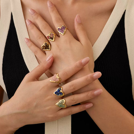 Crystal Heart Rings