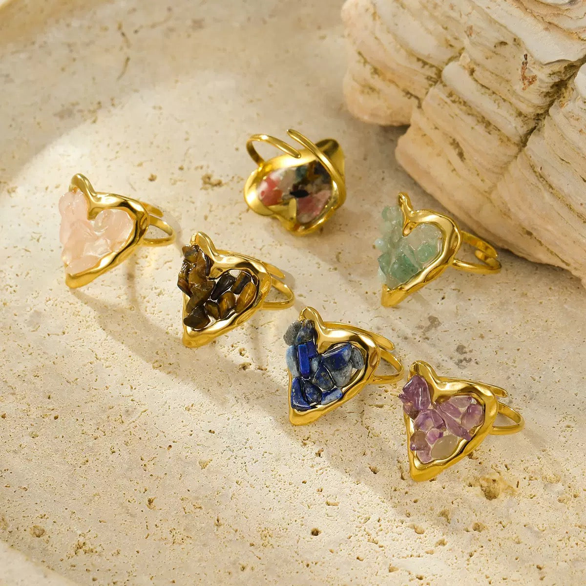 Crystal Heart Rings